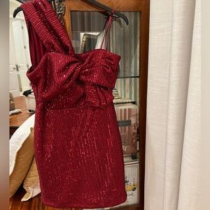 Red Sequin Bow Party Dress